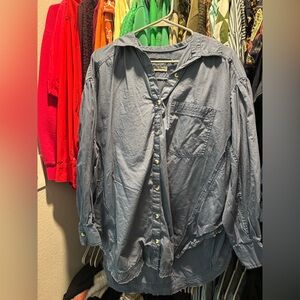 we the free, free people over sized button down shirt size medium dusty blue